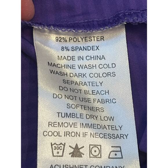 Foot Joy Men's Medium Purple Striped 3 Button Short Sleeve Polo Shirt - Picture 3 of 8